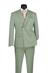 Vinci Double Breasted Slim Fit Suit in Sage - SDB-1