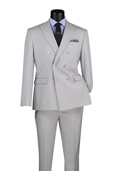 Vinci Silver Slim Fit Double Breasted Suit - SDB-1