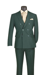 Vinci Double Breasted Slim Fit Suit in Hunter Green - SDB-1