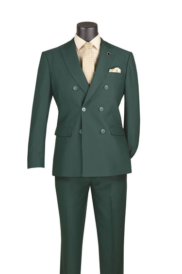 Vinci Hunter Green Slim Fit Double Breasted Suit - SDB-1