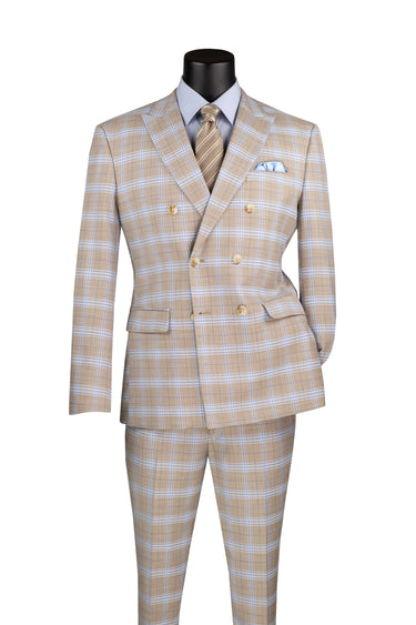 Vinci Tan Slim Fit Double Breasted Suit - SDW-2