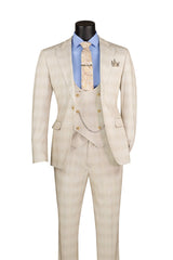 Vinci 3 Piece Slim Fit Suit in Birch - SV1W-1