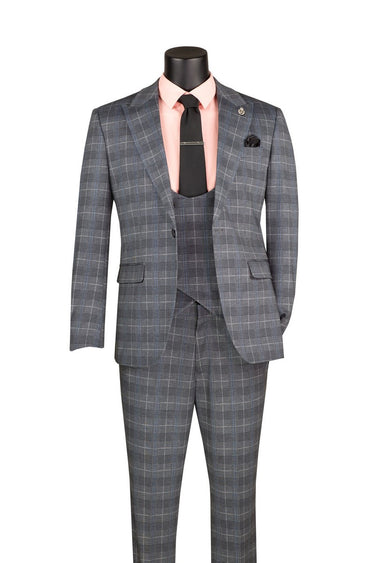 Vinci Gray Slim Fit 3 Piece Suit - SV1W-1