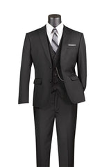 Vinci 3 Piece Slim Fit Suit in Black - SV2900