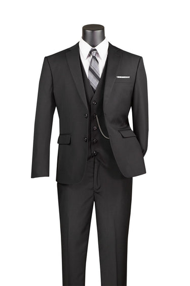 Vinci Black Slim Fit 3 Piece Suit - SV2900
