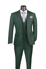 Vinci 3 Piece Slim Fit Suit in Hunter Green - SV2900