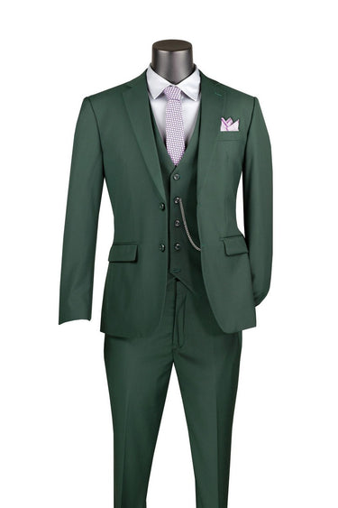 Vinci Hunter Green Slim Fit 3 Piece Suit - SV2900
