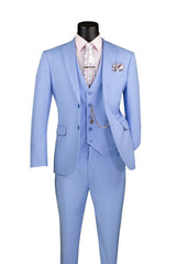 Vinci 3 Piece Slim Fit Suit in Light Blue - SV2900