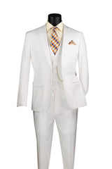 Vinci 3 Piece Slim Fit Suit in White - SV2900