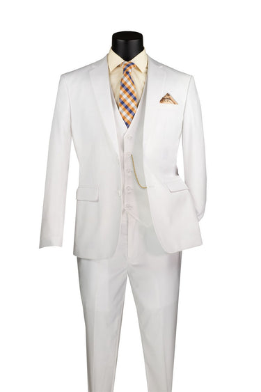 Vinci White Slim Fit 3 Piece Suit - SV2900