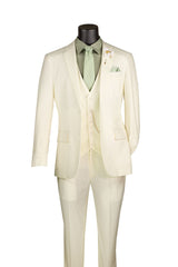 Vinci 3 Piece Slim Fit Suit in Ivory - SV2900
