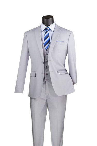 Vinci Light Gray Slim Fit 3 Piece Suit - SV2900