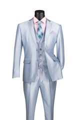 Vinci 3 Piece Slim Fit Suit in Ice Blue - SV2D-1
