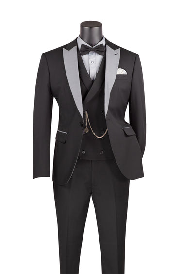 Vinci Black Slim Fit 3 Piece Suit - SV2K-5