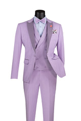 Vinci 3 Piece Slim Fit Suit in Lavender - SV2K-5