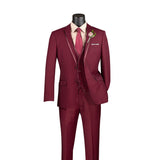 Vinci 3 Piece Slim Fit Tuxedo in Burgundy - SV2T-8