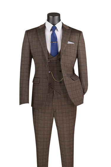 Vinci Brown Slim Fit 3 Piece Suit - SV2W-8