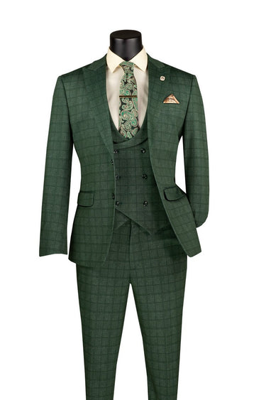 Vinci Green Slim Fit 3 Piece Suit - SV2W-8