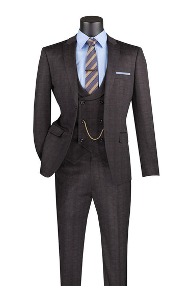Vinci Black Slim Fit 3 Piece Suit - SV2W-8