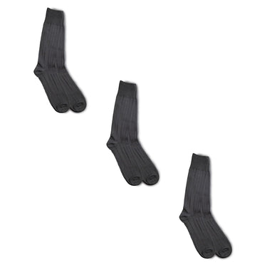 The Savile Row Co Casual Dress Socks (3 Pack) Ultra-Light, Mid-Calf Length in Black #color_ Black