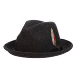 Scala Baltimore Crushable Wool Felt Fedora in Charcoal