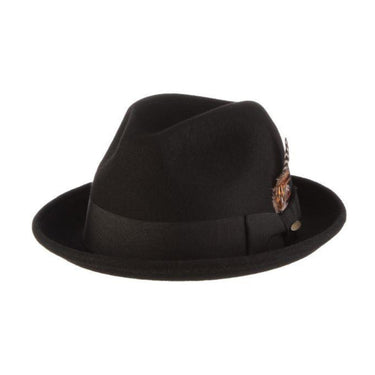 Scala Coeur Crushable Wool Felt Fedora in Black