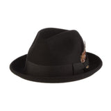 Scala Coeur Crushable Wool Felt Fedora in Black