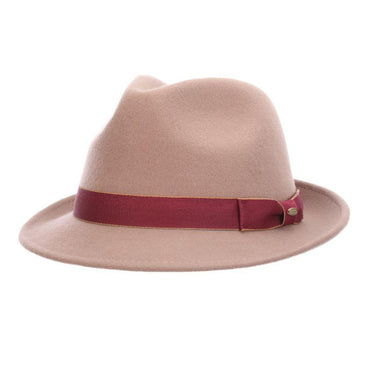 Scala Tasmania Crushable Wool Felt Fedora in Putty