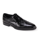Giovanni Shane Classic Crocodile-Embossed Oxford Shoes in Black