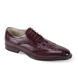 Giovanni Shane Classic Crocodile-Embossed Oxford Shoes in Burgundy