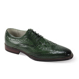 Giovanni Shane Classic Crocodile-Embossed Oxford Shoes in Emerald