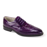 Giovanni Shane Classic Crocodile-Embossed Oxford Shoes in Purple