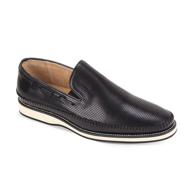Giovanni Sid Leather Slip On Loafers in Black