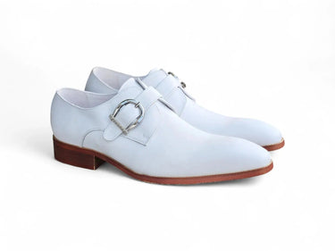 Carrucci Shoes Signature Buckle Monk Strap Shoe in White