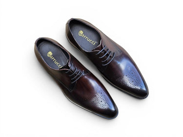 Carrucci Shoes Signature Burnished Derby Dress Shoe in Chestnut