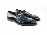Carrucci Shoes Signature Horse Bit Patent Loafer in Black Gold