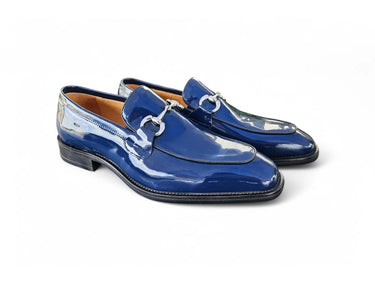 Carrucci Shoes Signature Horse Bit Patent Loafer in Navy