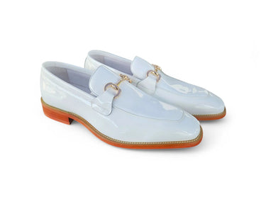 Carrucci Shoes Signature Horse Bit Patent Loafer in White