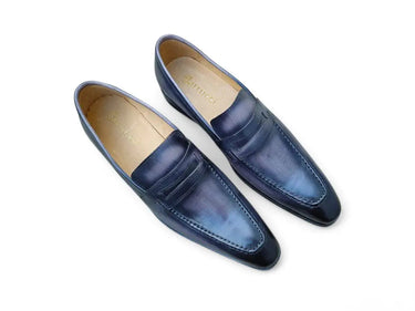 Carrucci Shoes Signature Leather Penny Loafer in Gray