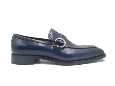 Carrucci Shoes Single Monk Strap Modern Buckle Dress Shoe in Navy