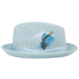 Ferrecci Castor in Sky Blue Crushable Straw Fedora