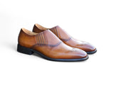 Carrucci Shoes Medallion Slip-On Dress Loafer in Cognac