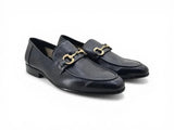 Carrucci Shoes Gold Horse Bit Soft Calf Leather Loafer in Black