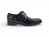 Carrucci Shoes Soft Calf Patent Leather Monk Strap in Black