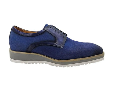 Carrucci Shoes Spring Linen Mixed Media Oxford in Denim