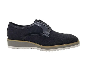 Carrucci Shoes Spring Linen Mixed Media Oxford in Black