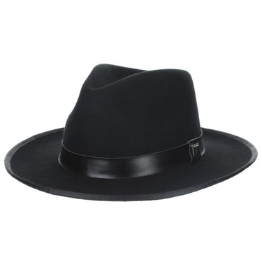 Stacy Adams Genesee Wool Felt Large Brim Fedora in Black