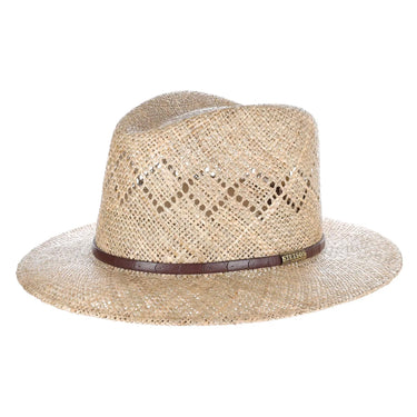 Stetson Creston Seagrass Straw Fedora in Natural