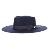 Stetson Dylan Wool Felt Wide Brim Fedora in Navy