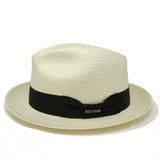 Stetson Haberdash Center Dent Shantung Straw Fedora in Bleach